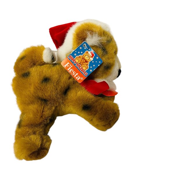 Fiesta Santa Hat Leopard Tiger Plush Voice Activated Soft Cuddly Toys 10" Red Br - Picture 5 of 12